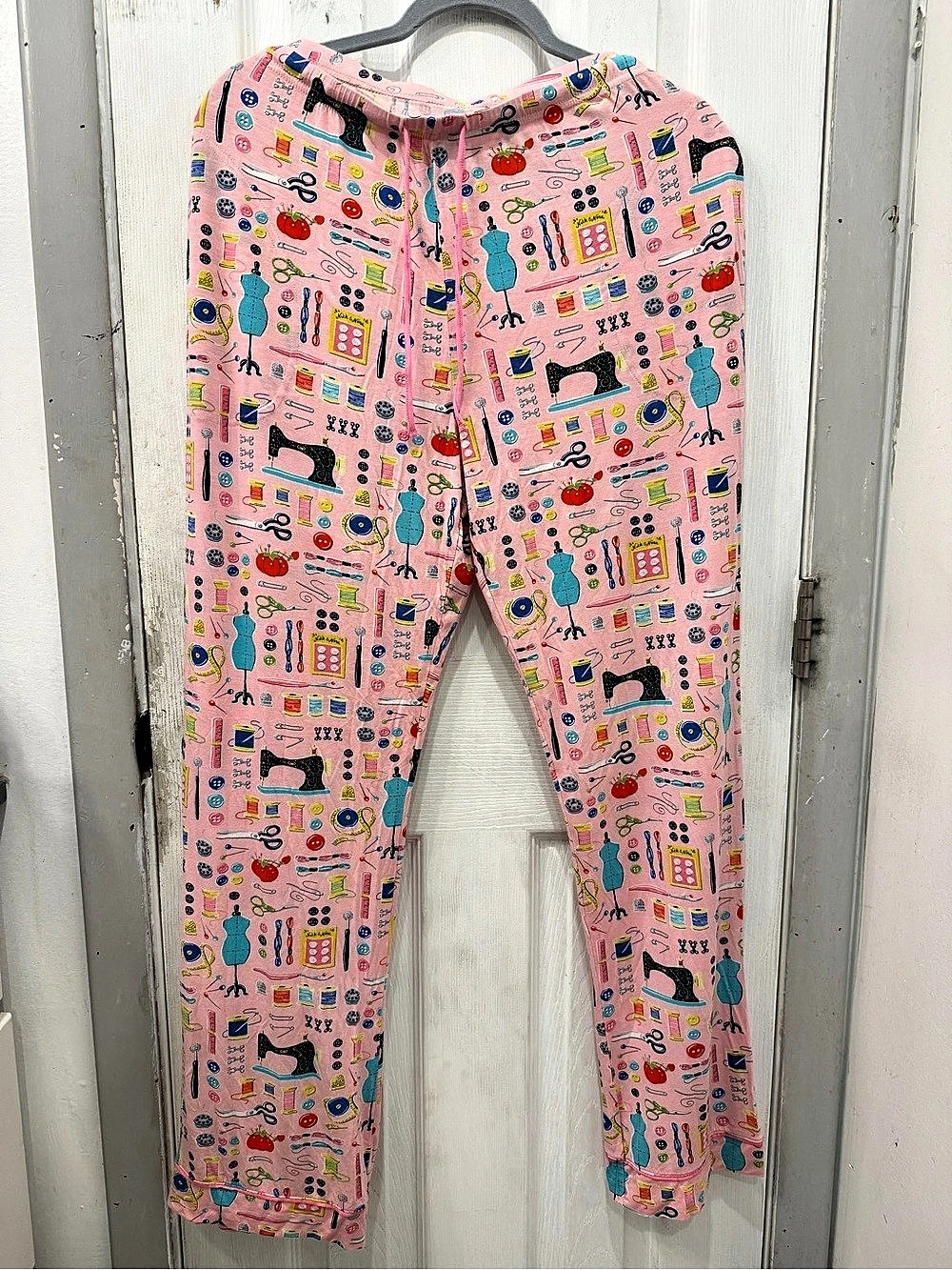 Nick & Nora Sewing Notions Print Pajama Pants Pink & Multicolor Large
